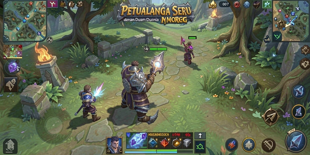 Tampilan utama gameplay C0077 yang menampilkan aksi petualangan MMORPG.