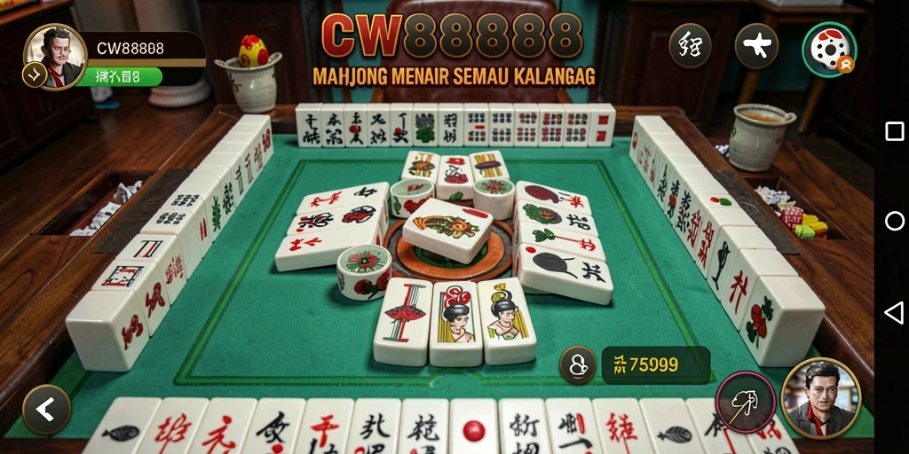 Screenshot gameplay CW8888 yang menampilkan momen menarik bermain Mahjong.