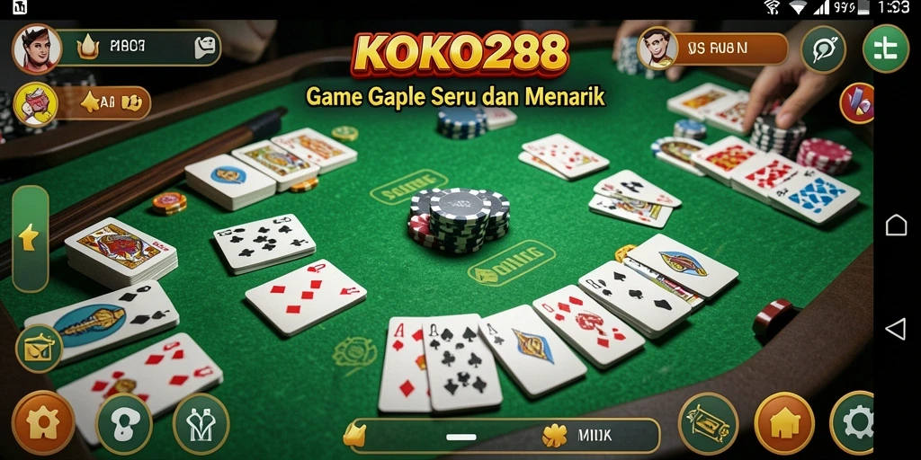Tampilan gameplay seru dari KOKO288 yang menampilkan permainan Gaple.